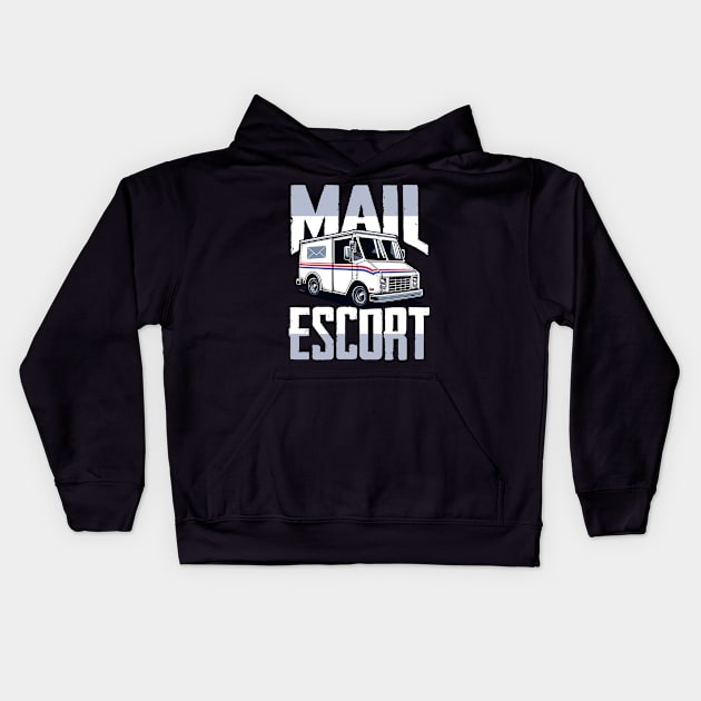 Mail Escort Fun Delivery Truck – Postal Service Humor Kids Hoodie by DigitalNerd